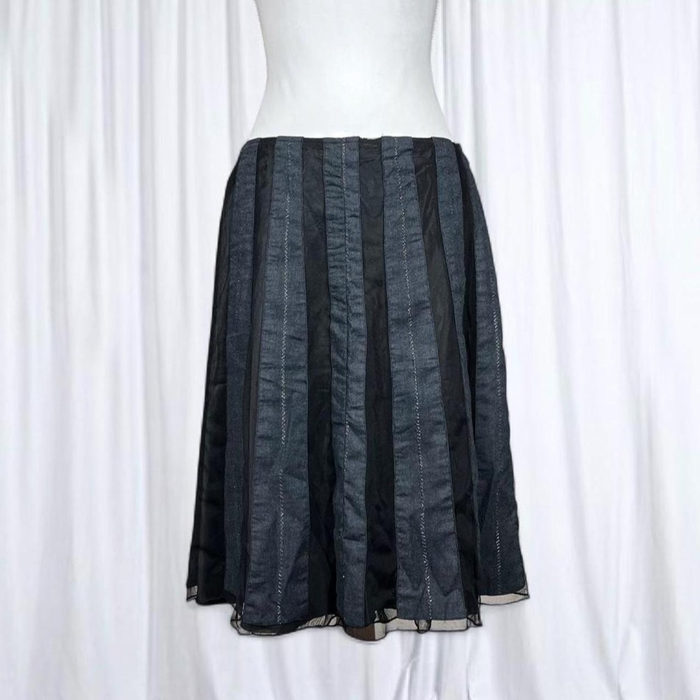 2000s Old Navy Black Low Rise Paneled Mesh Midi Skirt